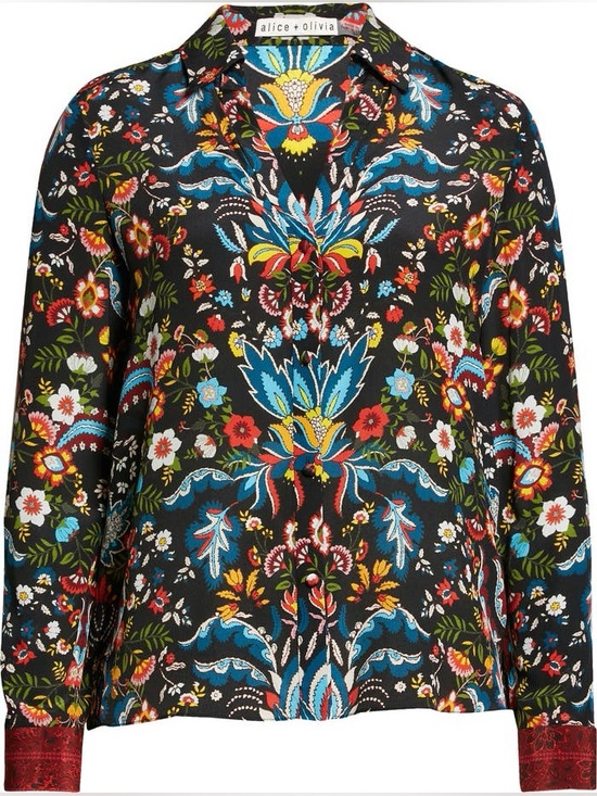 Alice + Olivia Tops - ALICE + OLIVIA Eloise Button-Up Silk Blouse | Medium